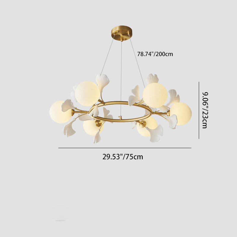 Zeitgenössischer Kreativer Glas-Kupferblatt-Globus 6/8/10 Lichter Kronleuchter für Wohnzimmer 