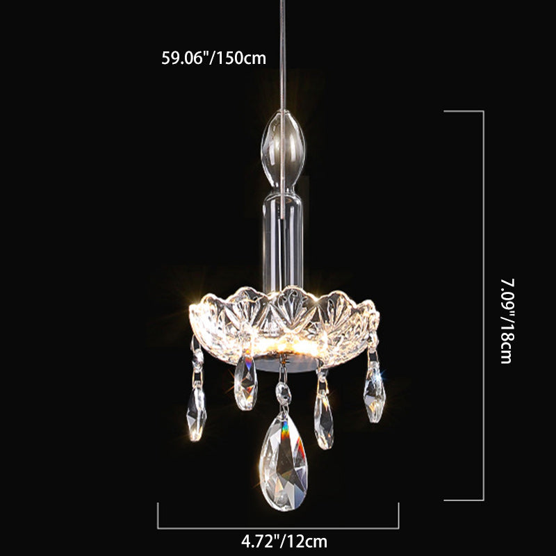 Traditionelle französische Kristallglas-Kerze Floral Tropfen LED Pendelleuchte für Schlafzimmer 
