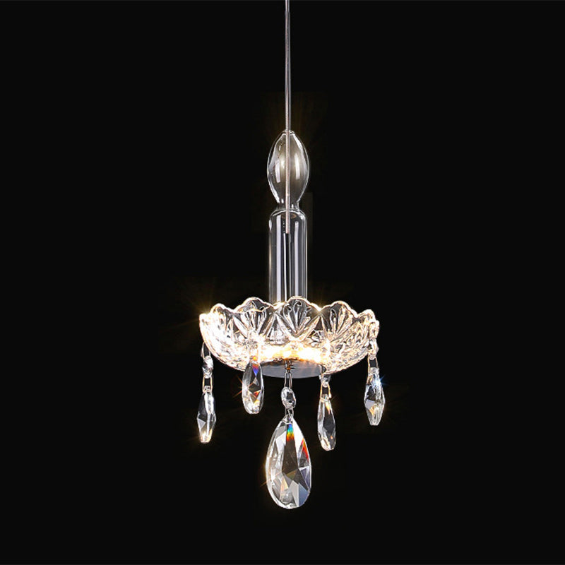 Traditionelle französische Kristallglas-Kerze Floral Tropfen LED Pendelleuchte für Schlafzimmer 