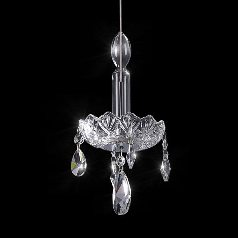 Traditionelle französische Kristallglas-Kerze Floral Tropfen LED Pendelleuchte für Schlafzimmer 