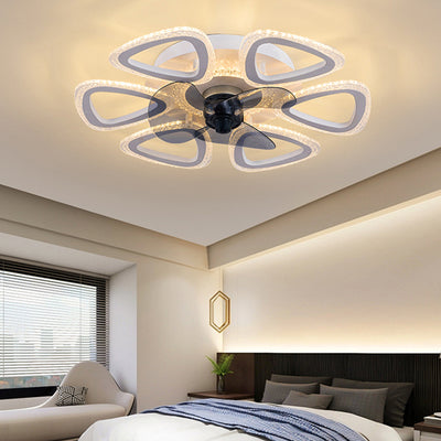 Zeitgenössische kreative Acryl ABS florale runde LED-Deckenventilatorleuchte für das Schlafzimmer 