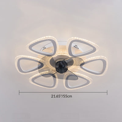 Zeitgenössische kreative Acryl ABS florale runde LED-Deckenventilatorleuchte für das Schlafzimmer 