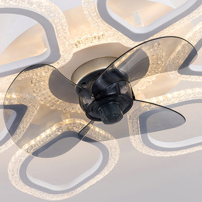 Zeitgenössische kreative Acryl ABS florale runde LED-Deckenventilatorleuchte für das Schlafzimmer 