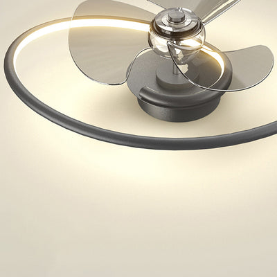 Zeitgenössisches skandinavisches Silikon-Aluminium-Lineares Halb-Rund-LED-Halb-Flush-Montage-Deckenventilator-Licht für Schlafzimmer 