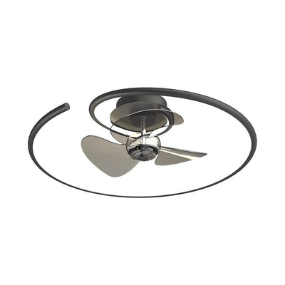 Zeitgenössisches skandinavisches Silikon-Aluminium-Lineares Halb-Rund-LED-Halb-Flush-Montage-Deckenventilator-Licht für Schlafzimmer 