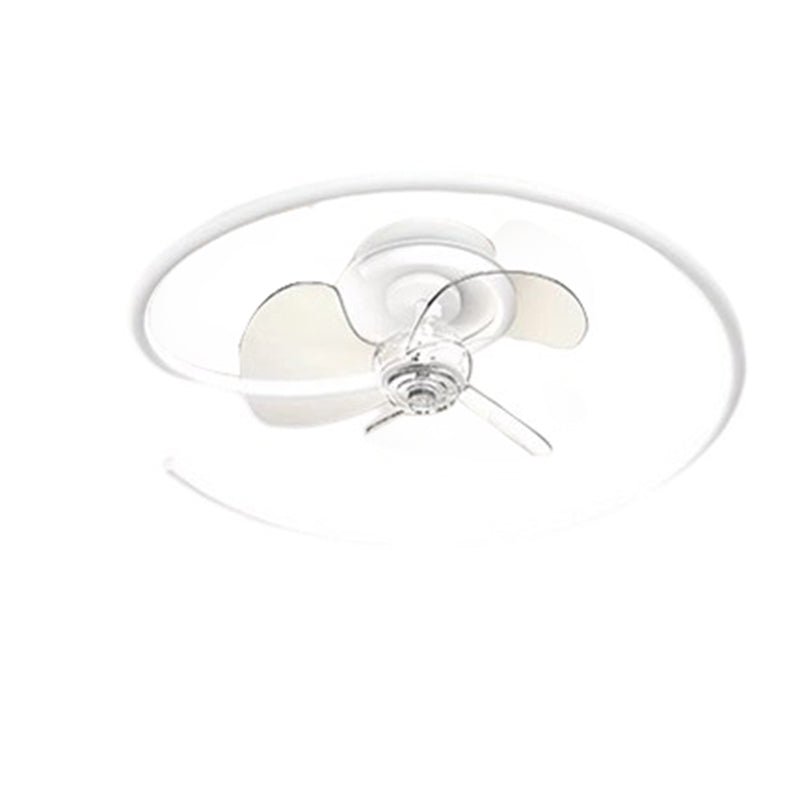 Zeitgenössisches skandinavisches Silikon-Aluminium-Lineares Halb-Rund-LED-Halb-Flush-Montage-Deckenventilator-Licht für Schlafzimmer 