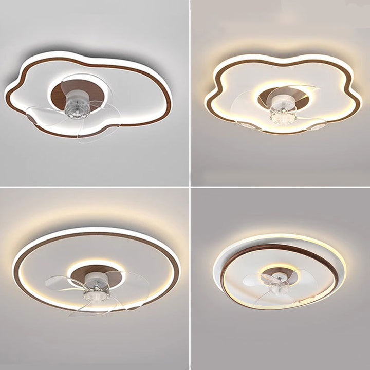 Zeitgenössischer skandinavischer Acryl-Eisen-Aluminium-Wolken-Blumen-LED-Deckenventilator mit Beleuchtung für das Schlafzimmer 
