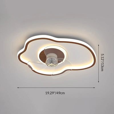 Contemporary Scandinavian Acrylic Iron Aluminum Cloud Floral LED Flush Mount Ceiling Fan Light For Bedroom