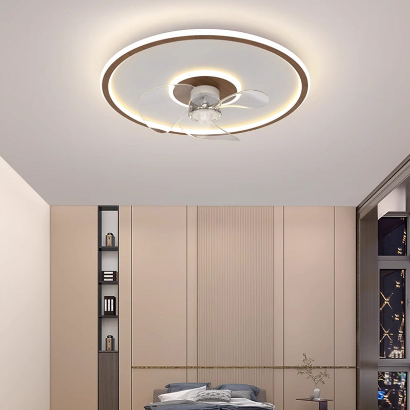 Contemporary Scandinavian Acrylic Iron Aluminum Cloud Floral LED Flush Mount Ceiling Fan Light For Bedroom