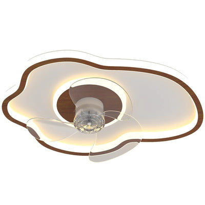 Contemporary Scandinavian Acrylic Iron Aluminum Cloud Floral LED Flush Mount Ceiling Fan Light For Bedroom