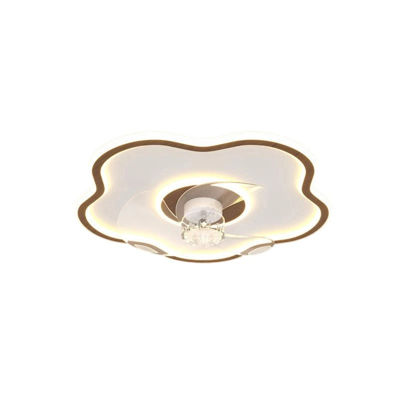 Zeitgenössischer skandinavischer Acryl-Eisen-Aluminium-Wolken-Blumen-LED-Deckenventilator mit Beleuchtung für das Schlafzimmer 