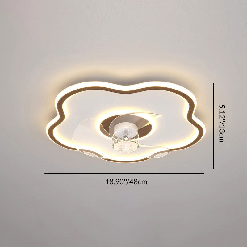 Zeitgenössischer skandinavischer Acryl-Eisen-Aluminium-Wolken-Blumen-LED-Deckenventilator mit Beleuchtung für das Schlafzimmer 