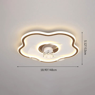 Contemporary Scandinavian Acrylic Iron Aluminum Cloud Floral LED Flush Mount Ceiling Fan Light For Bedroom