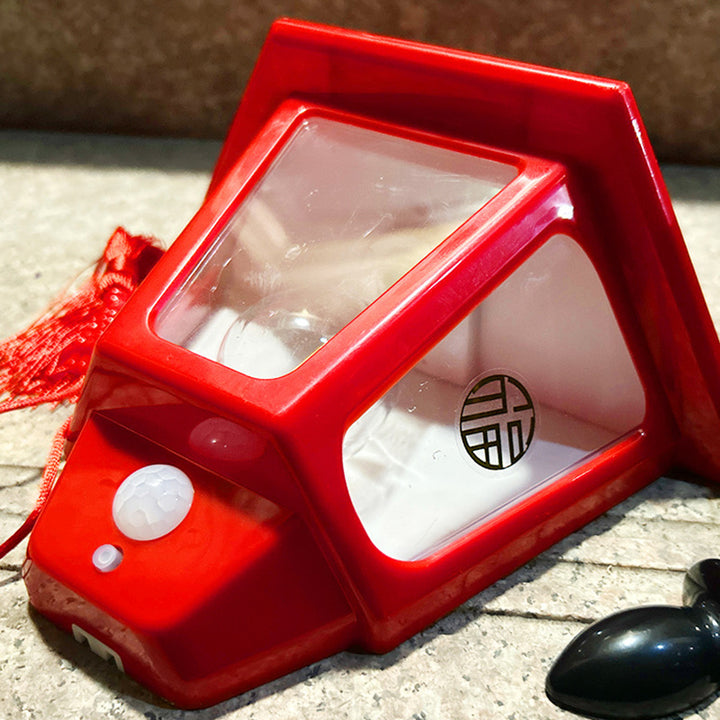 Traditionelle chinesische ABS Eisen Fu Zeichen Kegel 1-Licht Solar Wandleuchte Lampe für den Außenbereich 