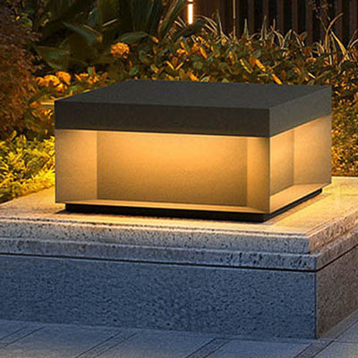 Lumière extérieure LED carrée moderne minimaliste en acier inoxydable et verre dépoli pour jardin 