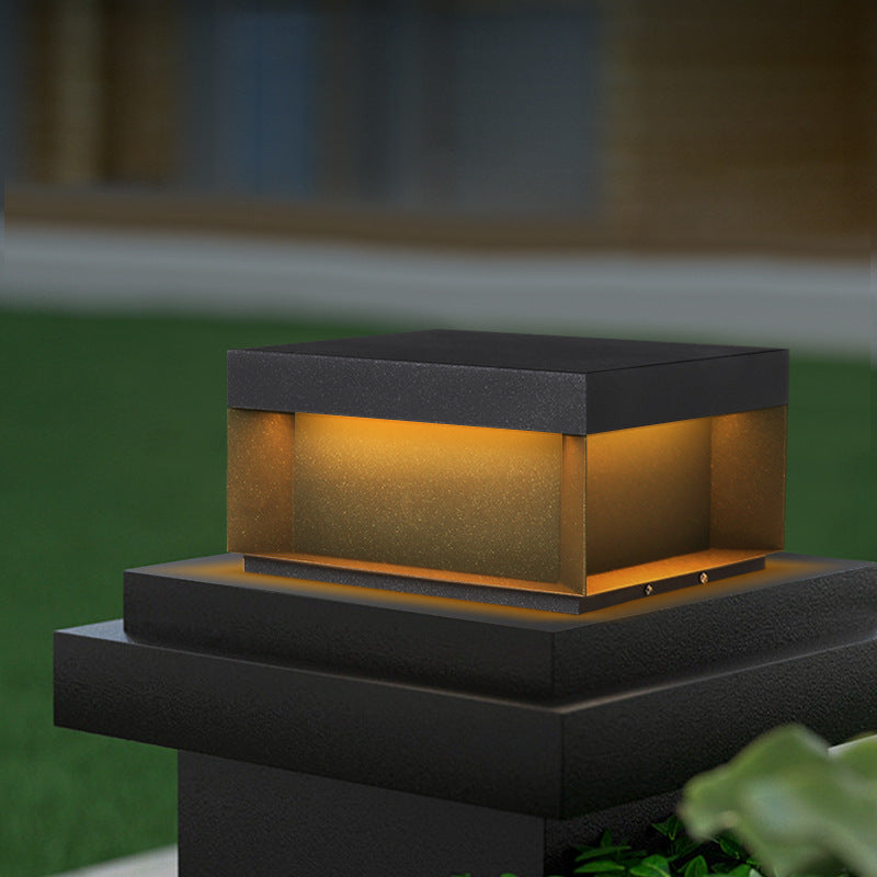 Lumière extérieure LED carrée moderne minimaliste en acier inoxydable et verre dépoli pour jardin 