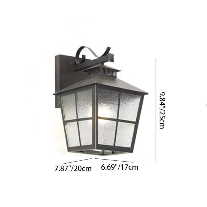 Contemporary Scandinavian Brass Glass House-Shaped Square 1-Light Wall Sconce Lamp For Outdoor