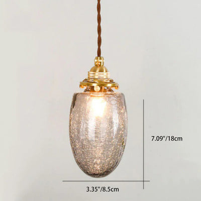 Traditional Japanese Brass Glass Bullet Square Round 1-Light Pendant Light For Bedroom