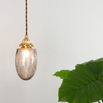 Traditional Japanese Brass Glass Bullet Square Round 1-Light Pendant Light For Bedroom