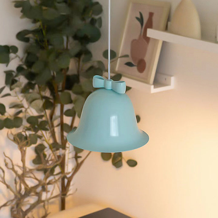 Modern Art Deco Iron Bowknot Bell-Shaped 1-Light Pendant Light For Bedroom