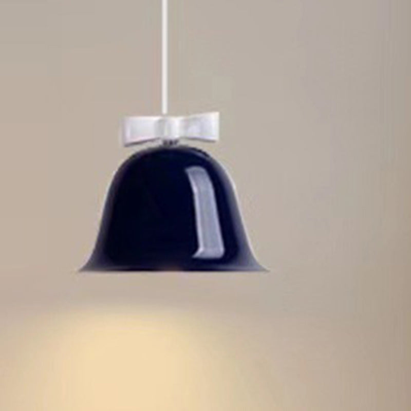 Modern Art Deco Iron Bowknot Bell-Shaped 1-Light Pendant Light For Bedroom