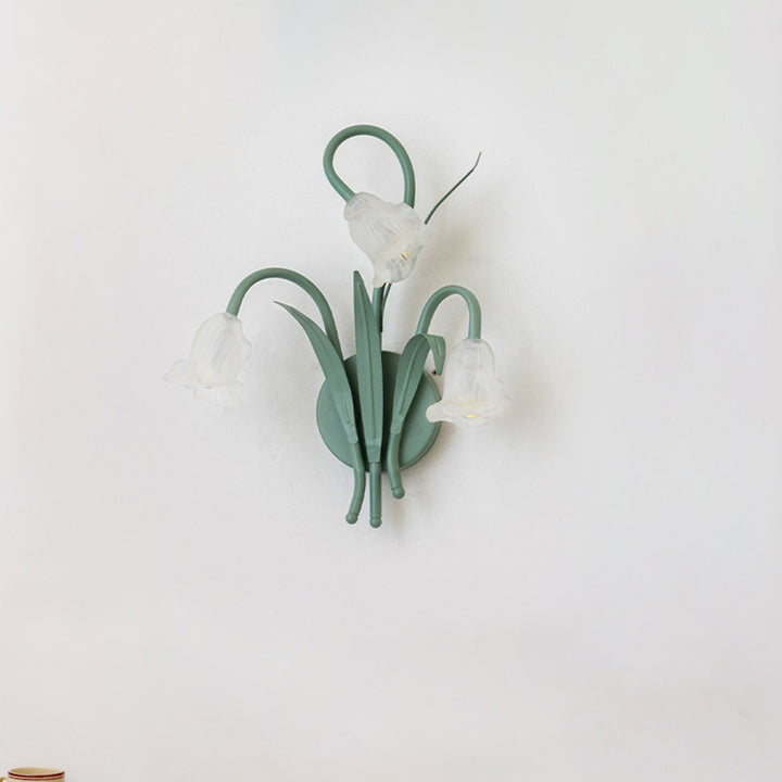 Applique murale à 3 lumières en verre fer forgé traditionnel français feuille de rose pour chambre à coucher et salon 