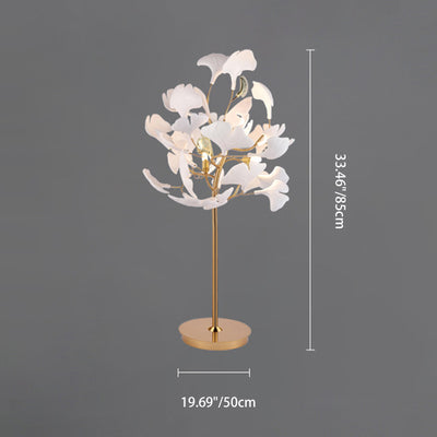 Lampe de table ronde à 4 lumières en porcelaine de fer traditionnelle française avec feuille de ginkgo pour salon 