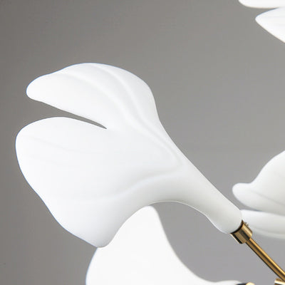 Lampe de table ronde à 4 lumières en porcelaine de fer traditionnelle française avec feuille de ginkgo pour salon 