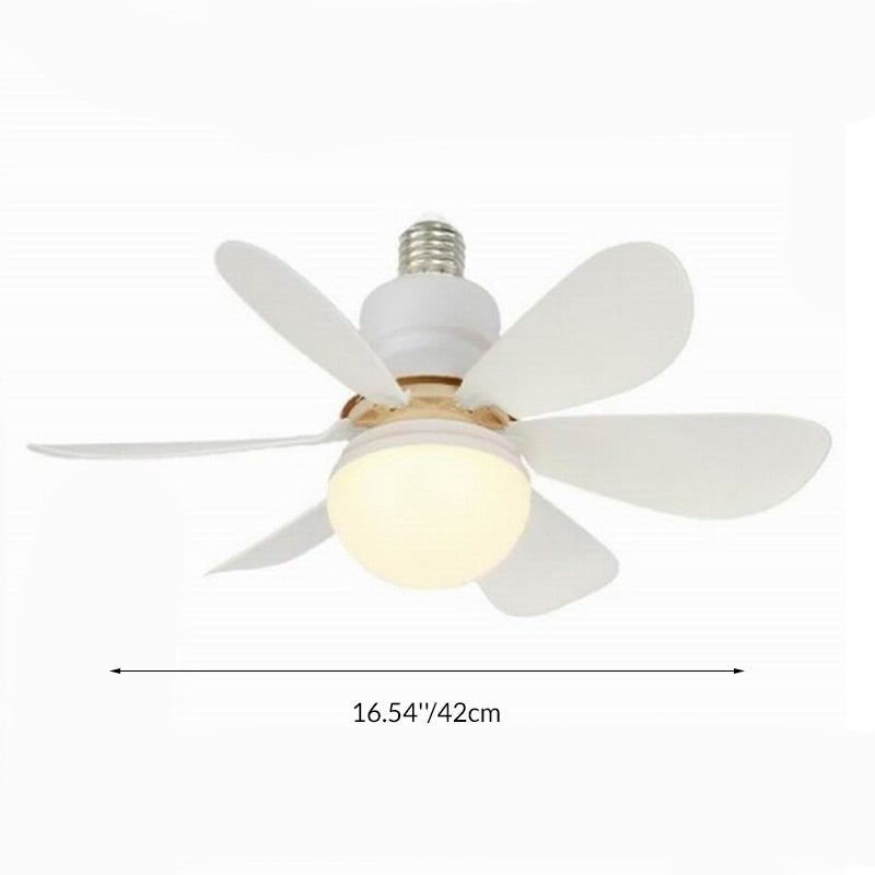 Ventilador de Techo con Luz de Montaje Semiflush de 1 Luz Semi-Redonda de ABS y PC PP Minimalista Moderno para Dormitorio y Sala de Estar 