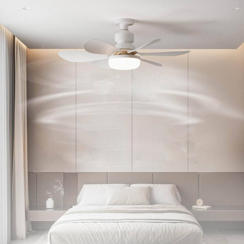 Moderner minimalistischer PP PC ABS halbrunder 1-Licht-Semi-Flush-Mount-Deckenventilator-Licht für Schlafzimmer & Wohnzimmer 