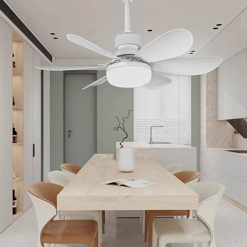 Moderner minimalistischer PP PC ABS halbrunder 1-Licht-Semi-Flush-Mount-Deckenventilator-Licht für Schlafzimmer & Wohnzimmer 