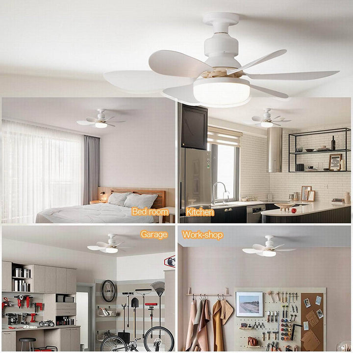 Ventilador de Techo con Luz de Montaje Semiflush de 1 Luz Semi-Redonda de ABS y PC PP Minimalista Moderno para Dormitorio y Sala de Estar 