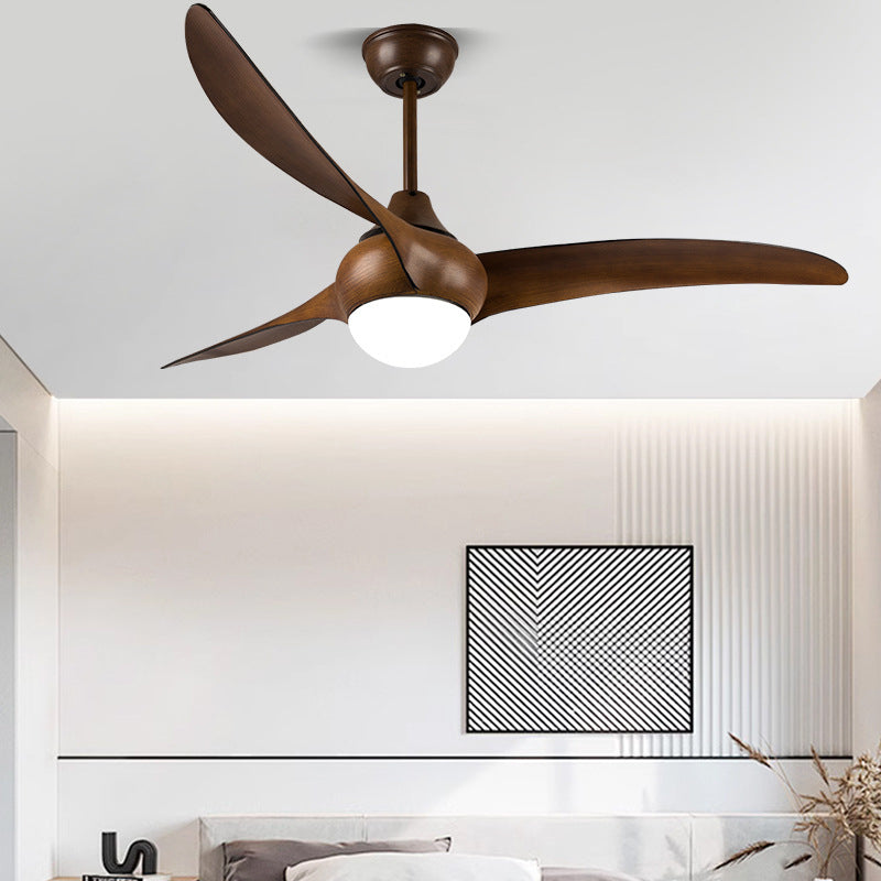 Traditioneller Vintage Metall ABS Kupfer Langblatt Rund 1-Licht Semi-Flush Deckenventilator Licht für Schlafzimmer 