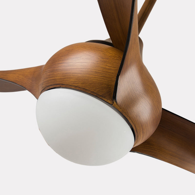 Traditioneller Vintage Metall ABS Kupfer Langblatt Rund 1-Licht Semi-Flush Deckenventilator Licht für Schlafzimmer 