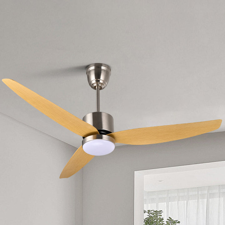 Contemporary Scandinavian Iron ABS Acrylic Round LED Semi-Flush Mount Ceiling Fan Light For Bedroom