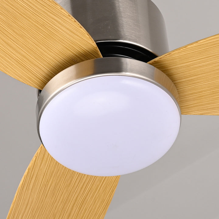 Contemporary Scandinavian Iron ABS Acrylic Round LED Semi-Flush Mount Ceiling Fan Light For Bedroom