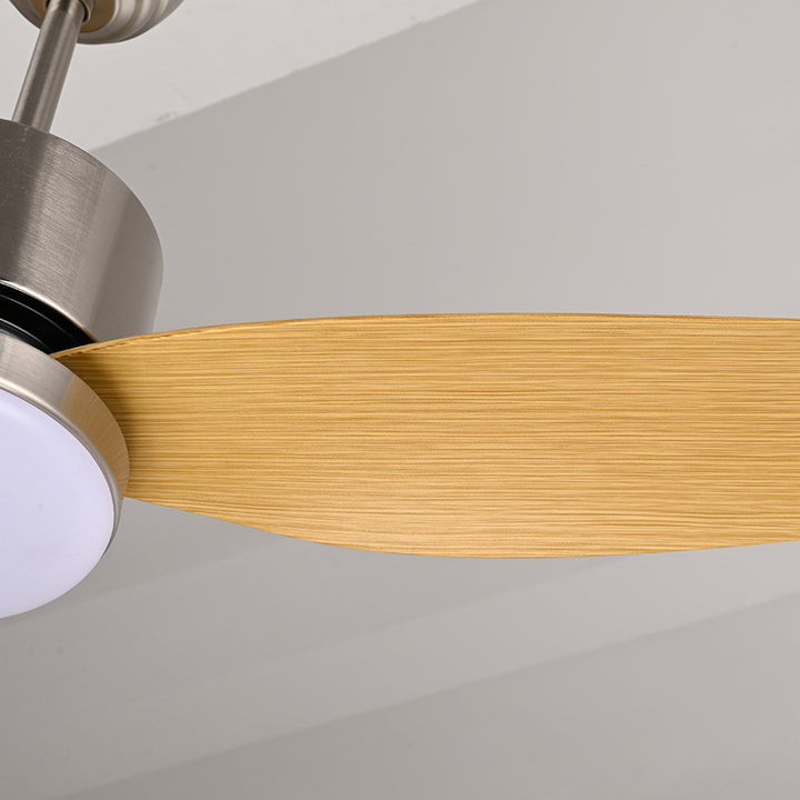 Contemporary Scandinavian Iron ABS Acrylic Round LED Semi-Flush Mount Ceiling Fan Light For Bedroom