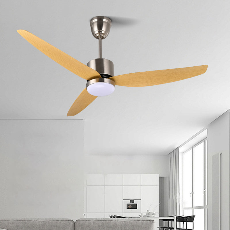 Contemporary Scandinavian Iron ABS Acrylic Round LED Semi-Flush Mount Ceiling Fan Light For Bedroom