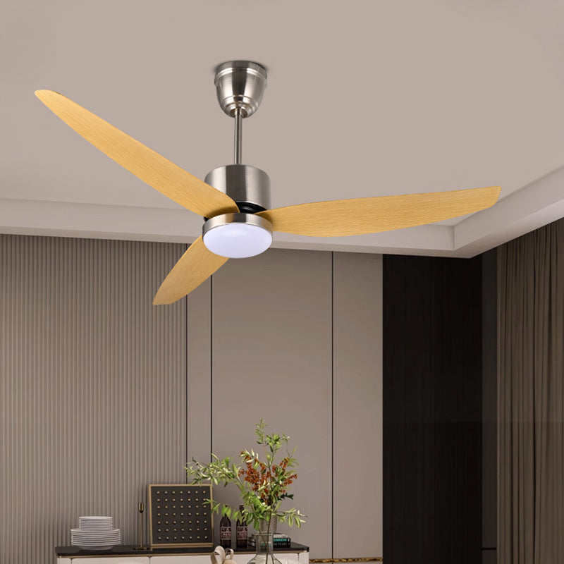 Contemporary Scandinavian Iron ABS Acrylic Round LED Semi-Flush Mount Ceiling Fan Light For Bedroom