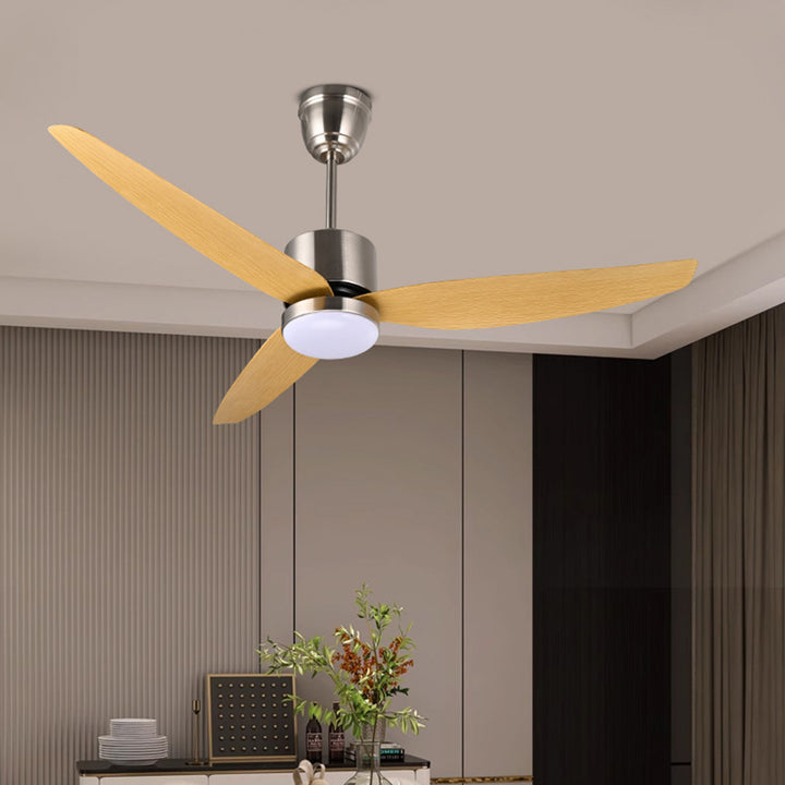 Contemporary Scandinavian Iron ABS Acrylic Round LED Semi-Flush Mount Ceiling Fan Light For Bedroom