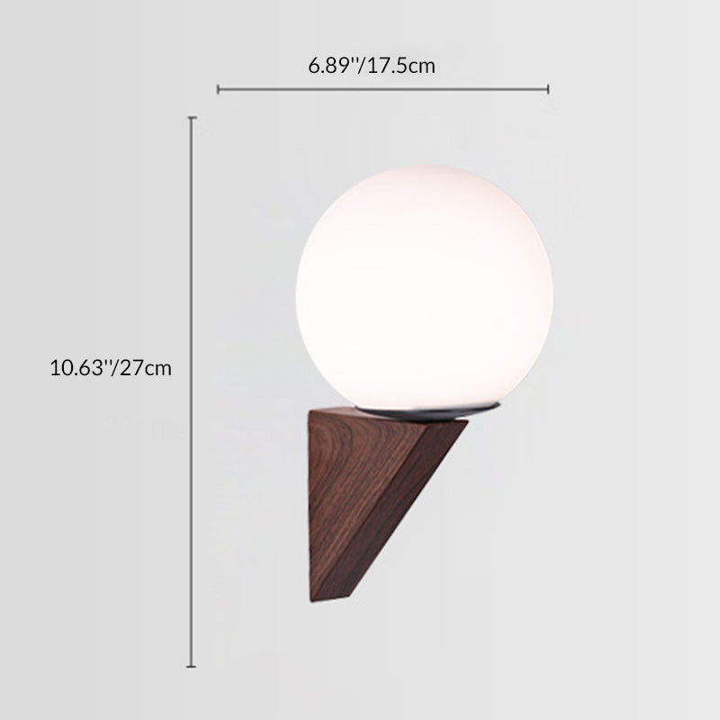 Lampe applique murale à globe triangulaire en fer et verre chinois traditionnel 1 lumière pour chambre 