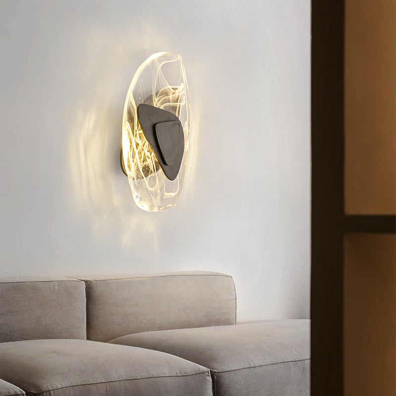 Applique murale LED en verre créatif contemporain en fer triangulaire ovale pour chambre 