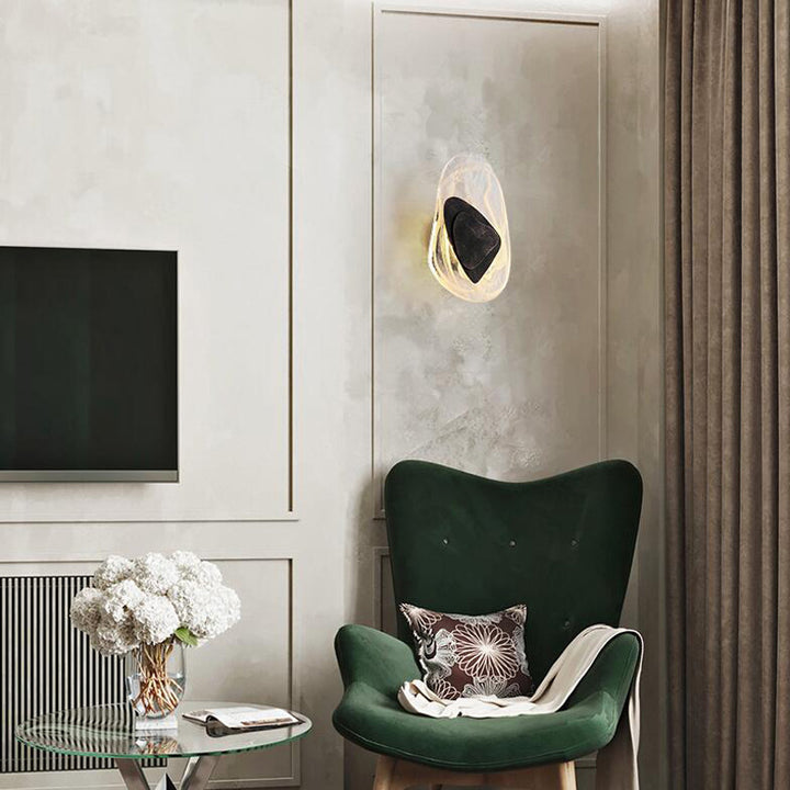 Contemporary Creative Glass Iron Triangular Oval LED Wall Sconce Lamp For Bedroom