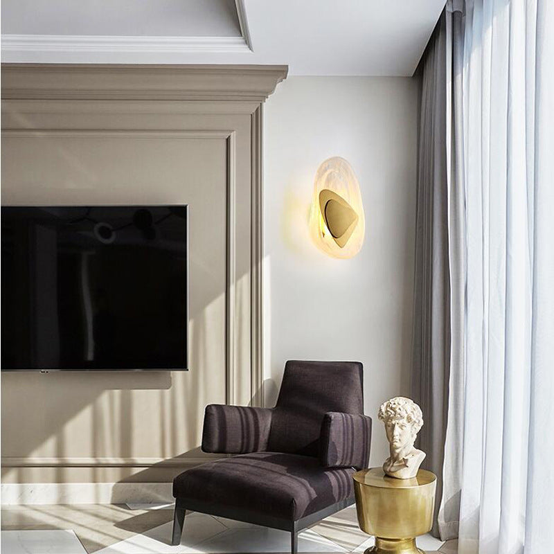 Applique murale LED en verre créatif contemporain en fer triangulaire ovale pour chambre 