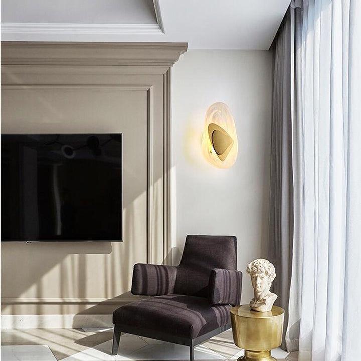 Contemporary Creative Glass Iron Triangular Oval LED Wall Sconce Lamp For Bedroom