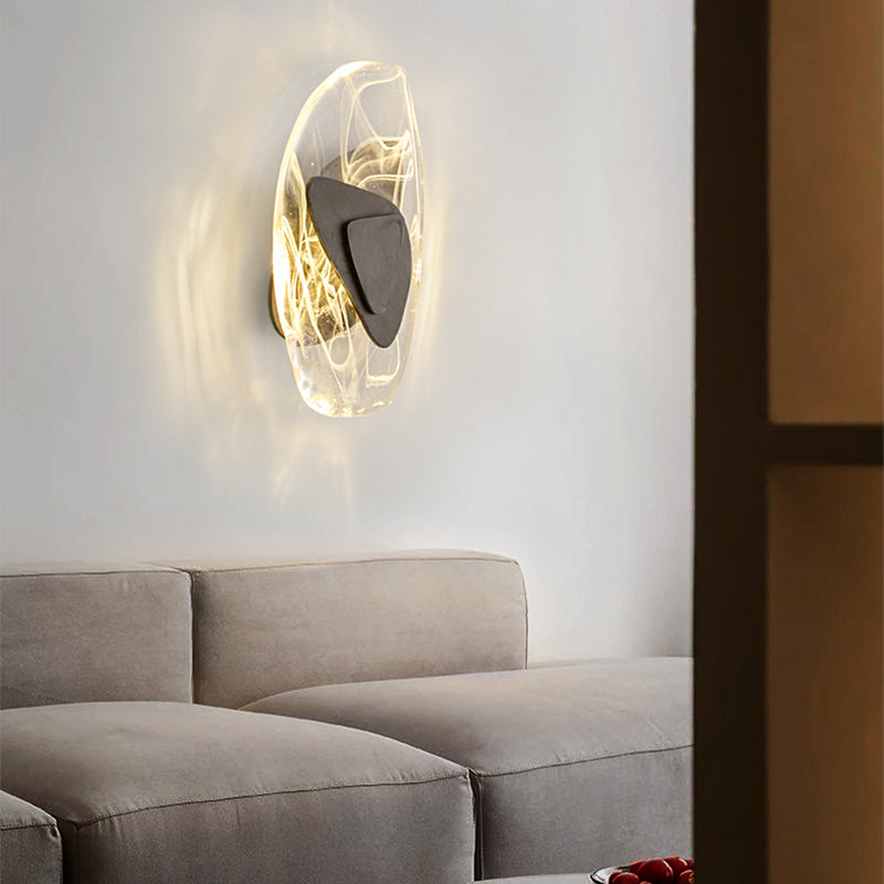 Applique murale LED en verre créatif contemporain en fer triangulaire ovale pour chambre 