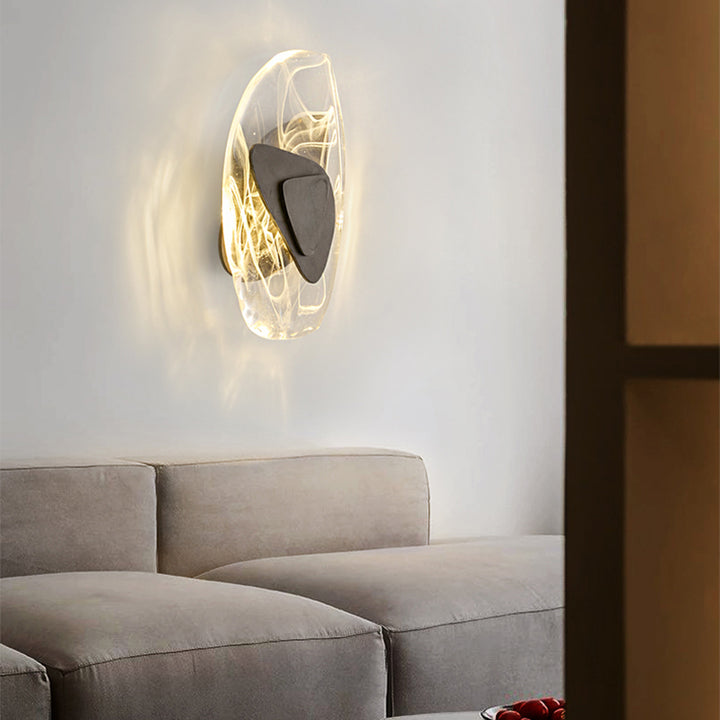 Applique murale LED en verre créatif contemporain en fer triangulaire ovale pour chambre 