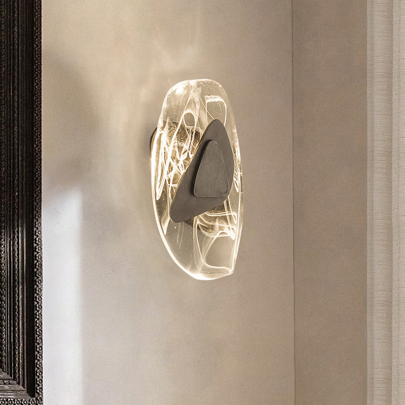 Applique murale LED en verre créatif contemporain en fer triangulaire ovale pour chambre 