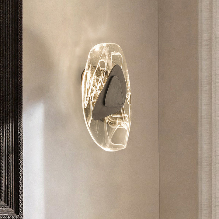 Applique murale LED en verre créatif contemporain en fer triangulaire ovale pour chambre 