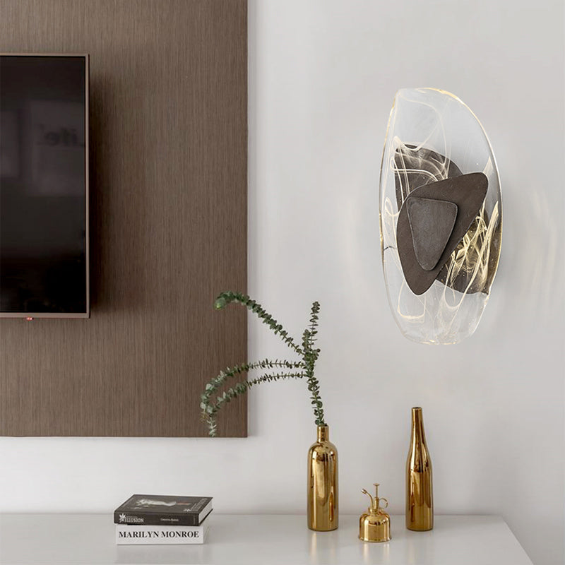Applique murale LED en verre créatif contemporain en fer triangulaire ovale pour chambre 